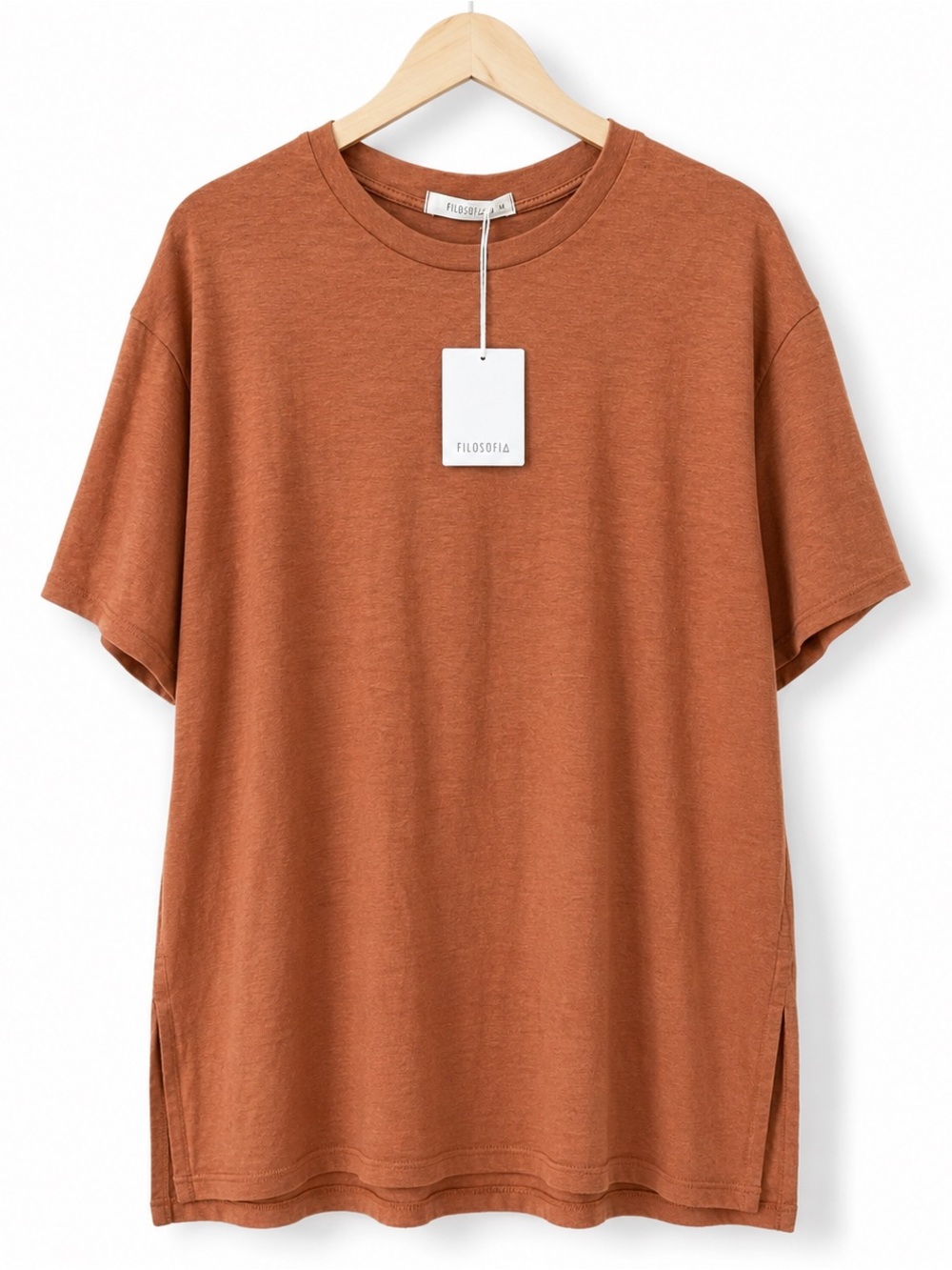 Filosofia Rust Hemp Cotton Oversized Tunic Tee Medium NWT